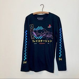 Playstation 1994 Japan Black Long Sleeve T-Shirt Large
